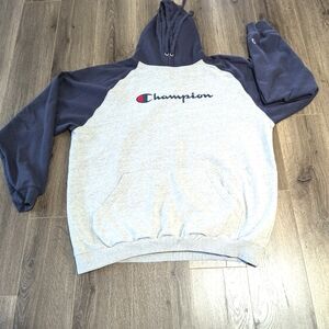 Champion hoodie . Size 3XLT. GUC. Gray And Navy Blue.